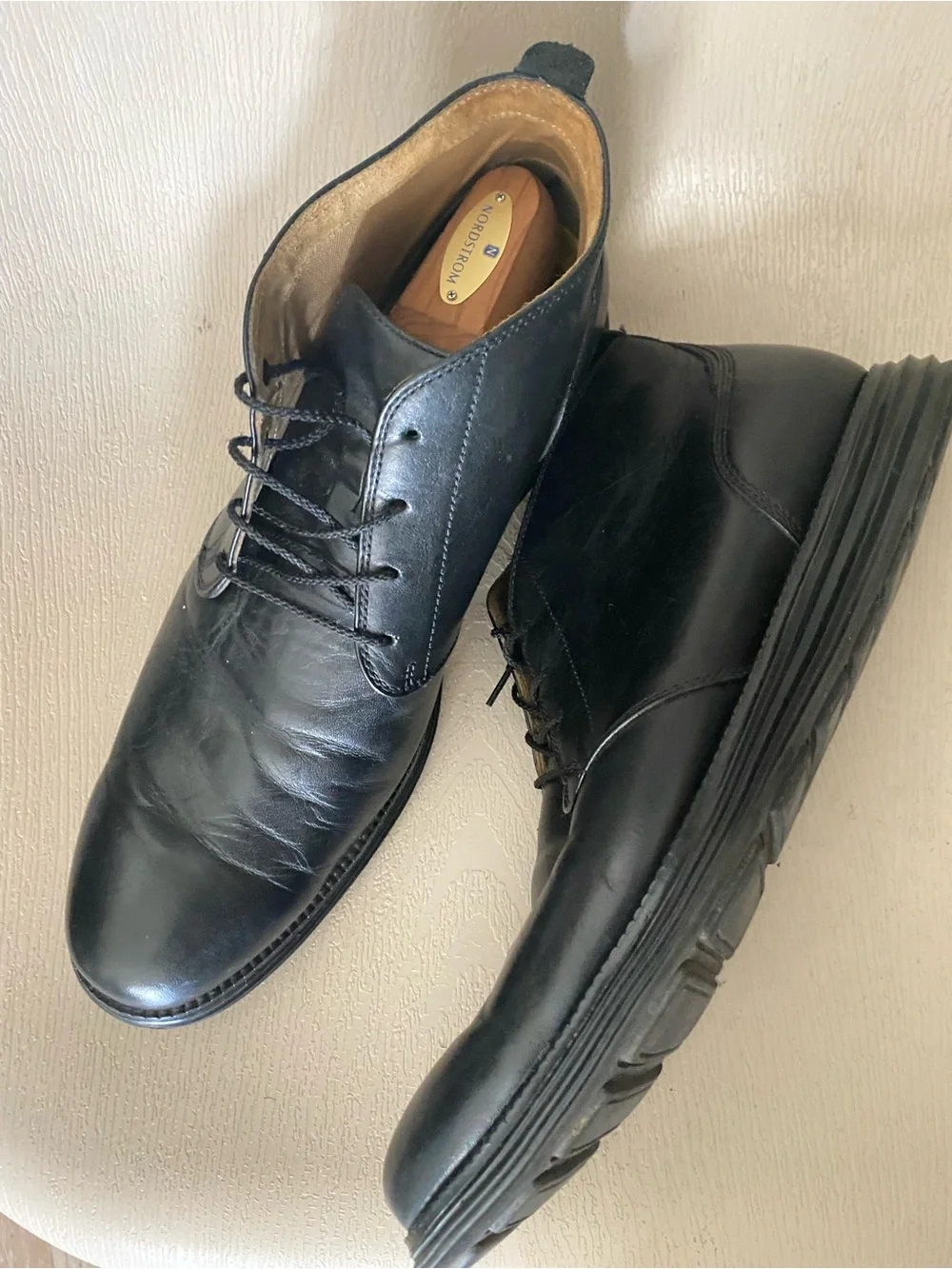 Cole Haan Grand.OS Chukka Boots black leather sz 13 m lace up